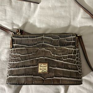 Dooney & Bourke Croc Embossed Shoulder Bag in Brown and Tan